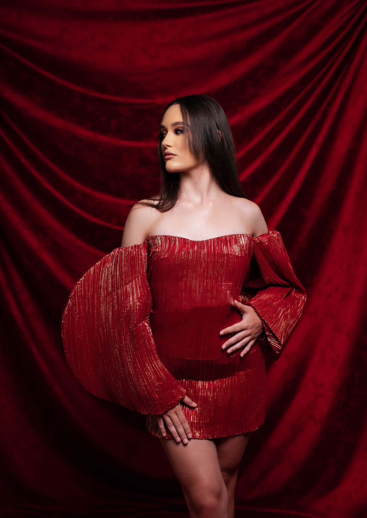 Afana Dress (Dark Red)